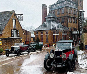 In front of the Hook Norton Brewery. Sam's tourer, 16. 95 saloon of Marcus Creaser, Silver Eagle beetle-back of Matt Bedda/1