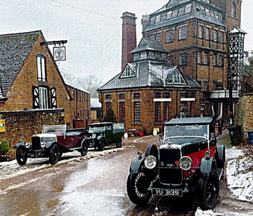 In front of the Hook Norton Brewery. Sam's tourer, 16. 95 saloon of Marcus Creaser, Silver Eagle beetle-back of Matt Bedda/1