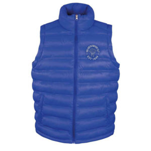 Mens Blue Embroidered Hook Norton Brewery Padded Gilet