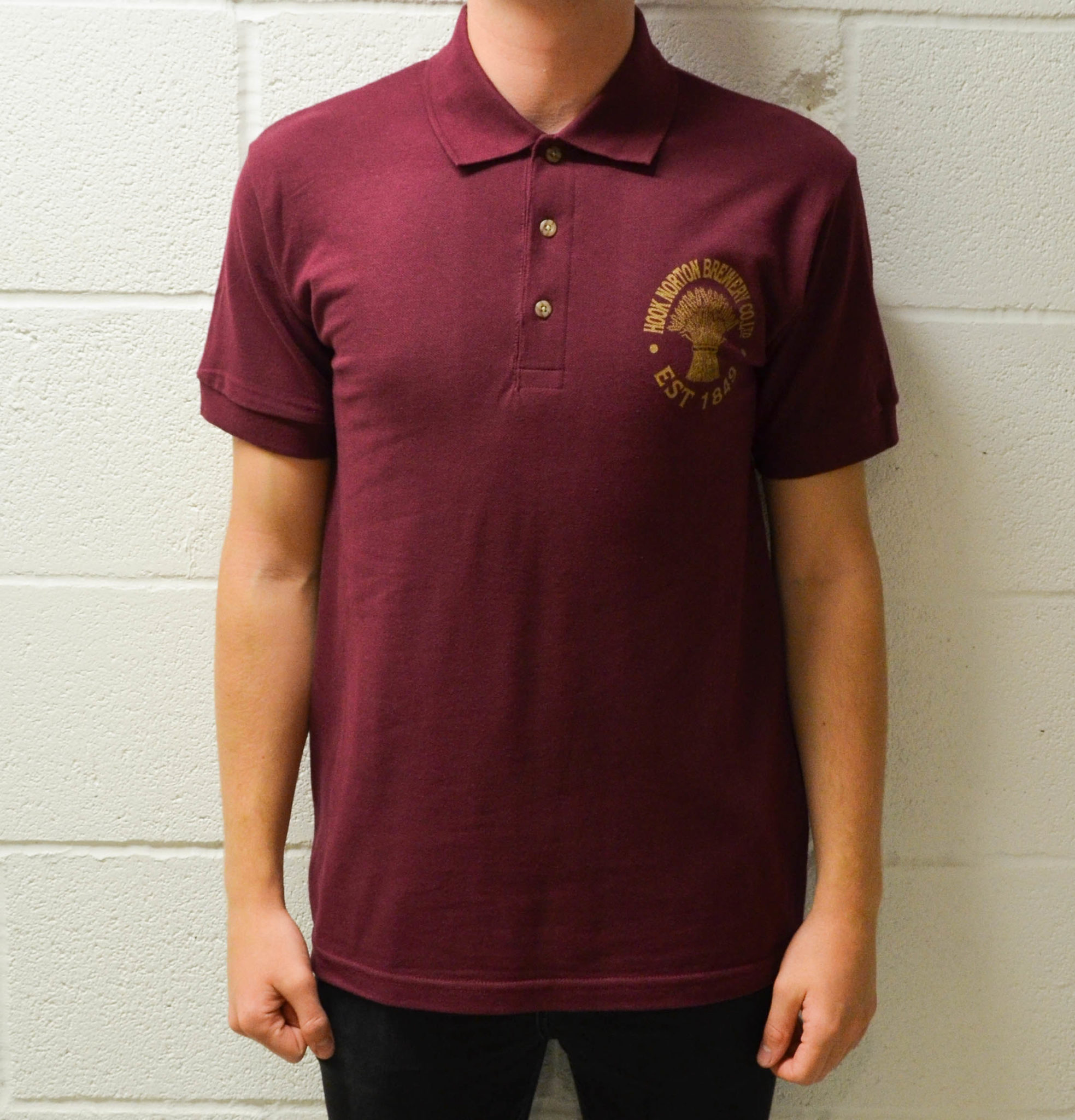 Burgundy Traditional Polo Shirt Hook Norton Brewery