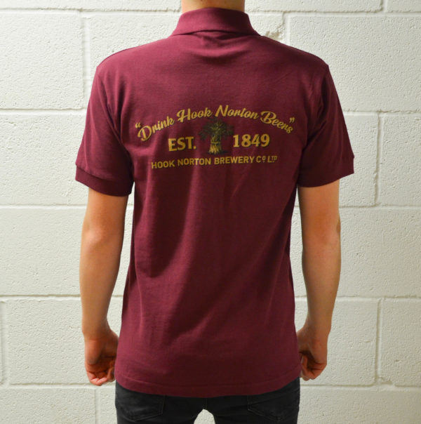 Burgundy Barley Sheaf Logo Polo Shirt With Back Print - Image 2