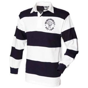 Navy/White Sewn Strip Cotton Hook Norton Brewery Rugby Shirt